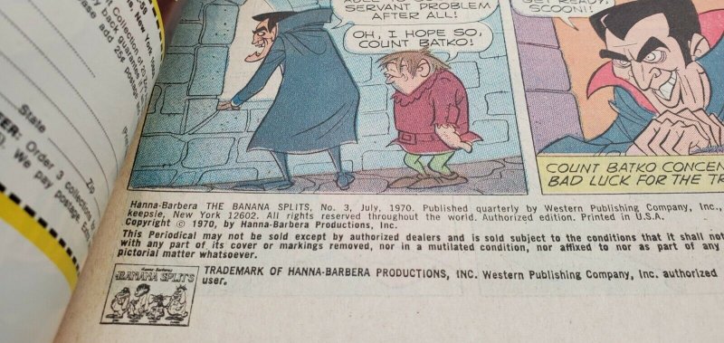 BANANA SPLITS #3 (1970)   Hanna Barbera, Gold Key VF/NM