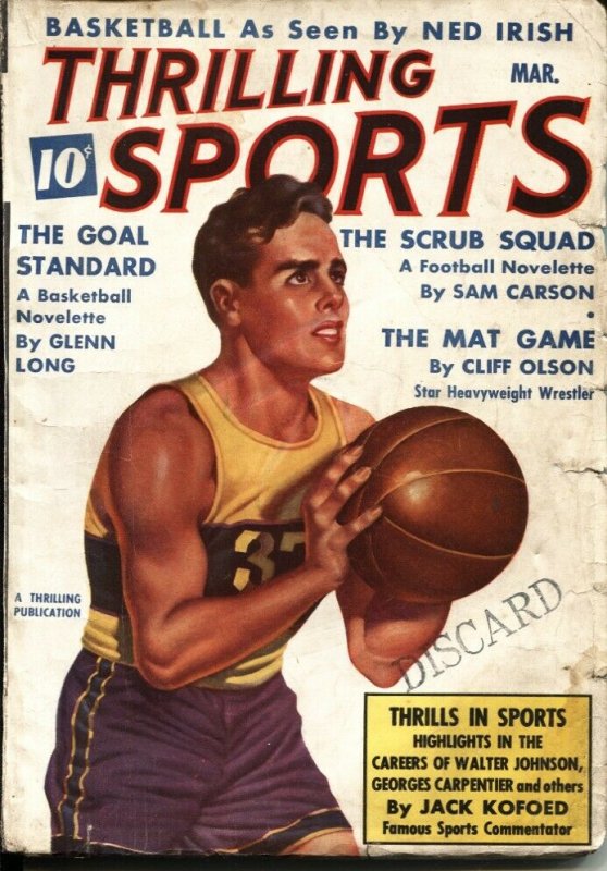 THRILLING SPORTS -- MARCH 1938--WALTER JOHNSON-BASKETBALL-HOCKEY-BOXING PULP