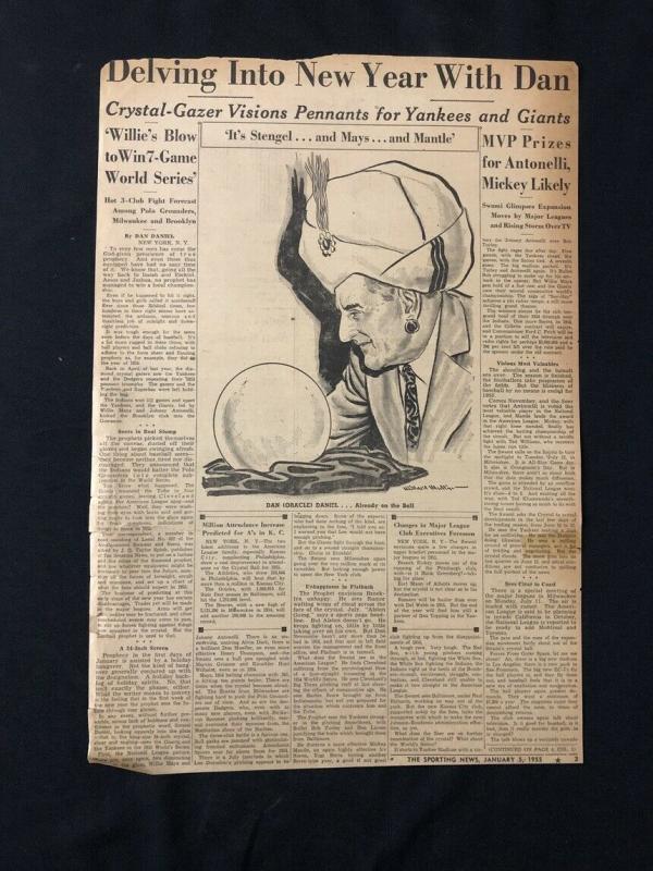 Willard Mullin Original Sporting News Art January 5 1955- Dan Daniel