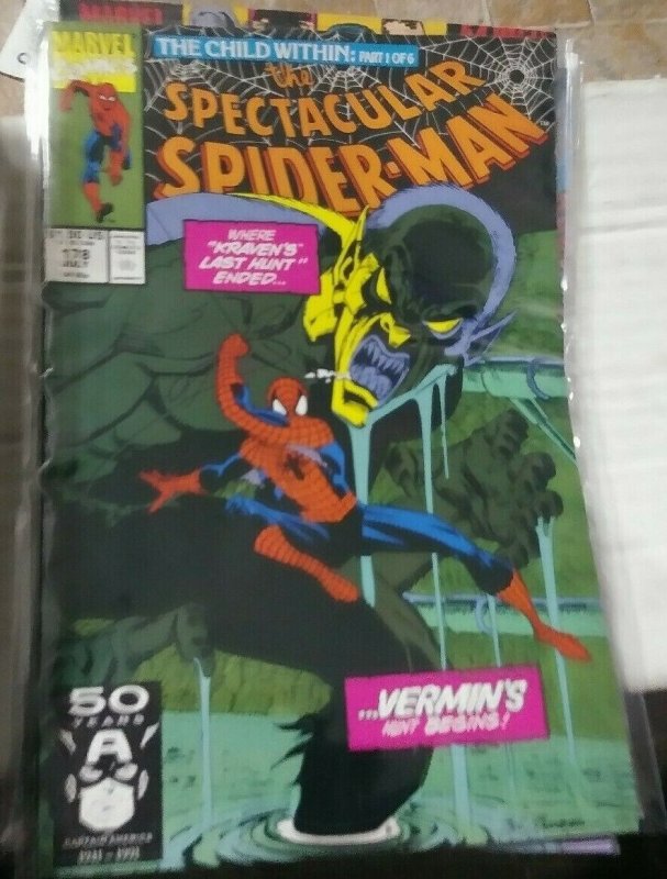 SPECTACULAR  SPIDER-MAN # 178  1991 MARVEL VERMINS HUNT+CHILD WITHIN PT 1