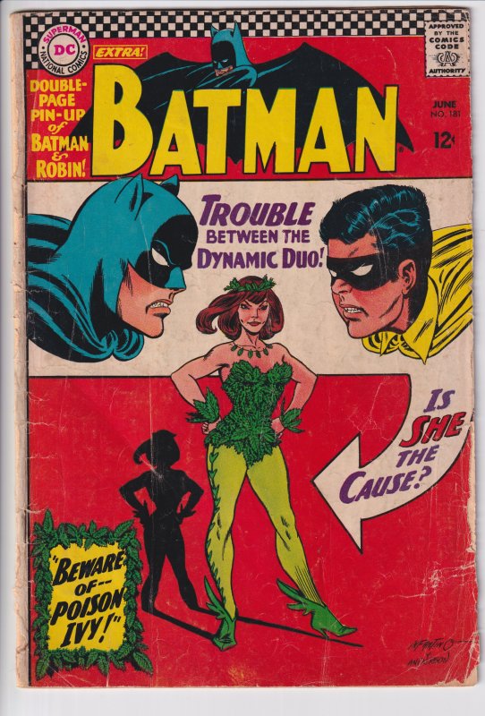 BATMAN #181 (June 1966) FIRST POISON IVY! No back cover, see description!