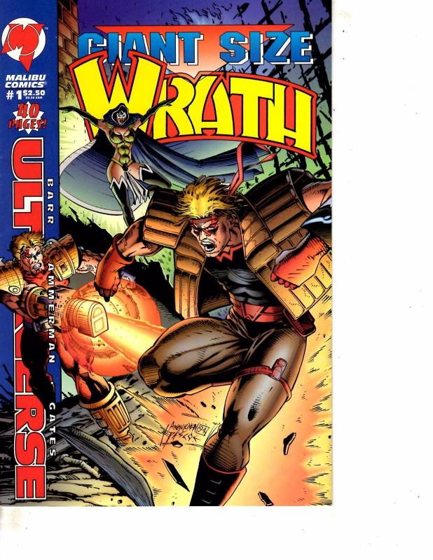 Lot Of 3 Malibu Comic Books Giant Size Wrath #1 Godwheel #2 Edge #3 ON13