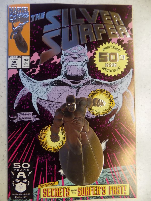 SILVER SURFER # 50 MARVEL FOIL EMBOSSED COVER THANOS