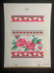 VALENTINES DAY Pink Roses with Doves & Hearts 8.5x11 Greeting Card Art #4199