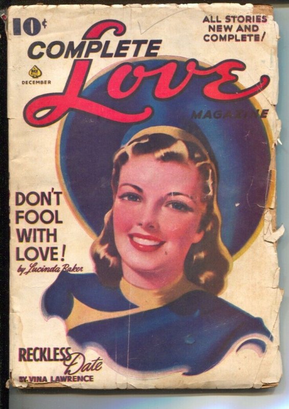 Complete Love 12/1941 Ace-pin-up girl portrait cover-pulp fiction-Lucinda Bak...