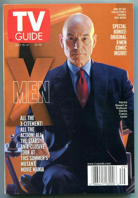 X-MEN TV guide, Patrick Stewart, Mutant, July 15-21 2000, X-men more in store