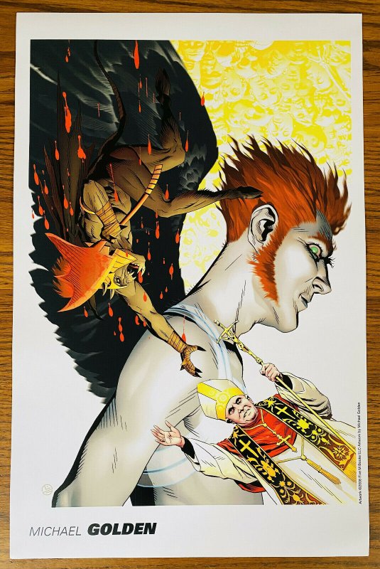 MICHAEL GOLDEN WITH POPE 11x17 ART PRINT 2008 NAKED FAT RAVE SDCC Portfolio