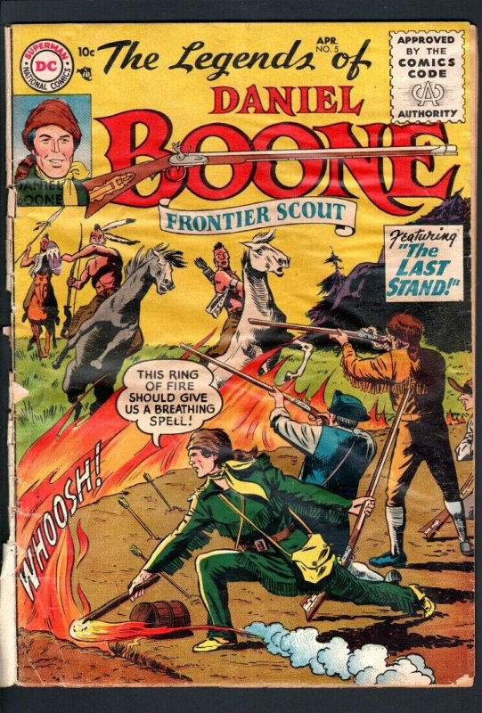 THE LEGENDS OF DANIEL BOONE #5-1956-DC-FRONTIER WILD BOY-SCARCE ISSUE-FAIR FR 