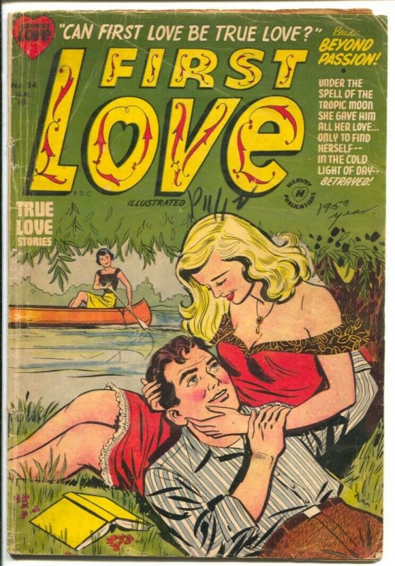 First Love #24 1953-Harvey-Bob Powell art-swimsuit-lingerie-shower panels-VG-