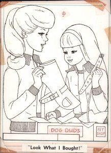 '60s Barbie Coloring Book Art - Barbie & Skipper