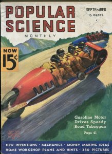 POPULAR SCIENCE 09/1936-PULP STYLE MOTORCYCLE COVER-9 X 12-vg