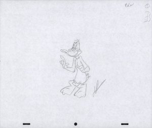 Daffy Duck Animation Pencil Art - 1 - Smug - Pointing