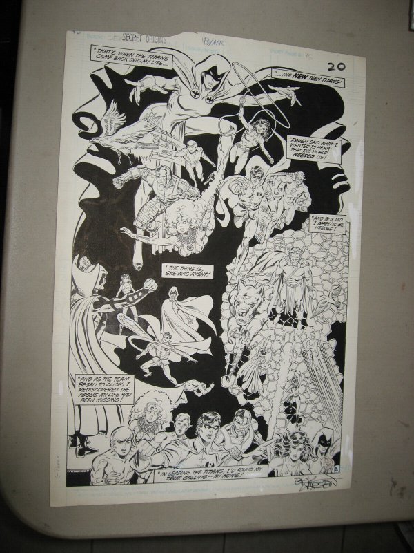 PEREZ LARSEN SPLASH PAGE SIGNED SECRET ORIGINS RAVEN TEEN TITANS 