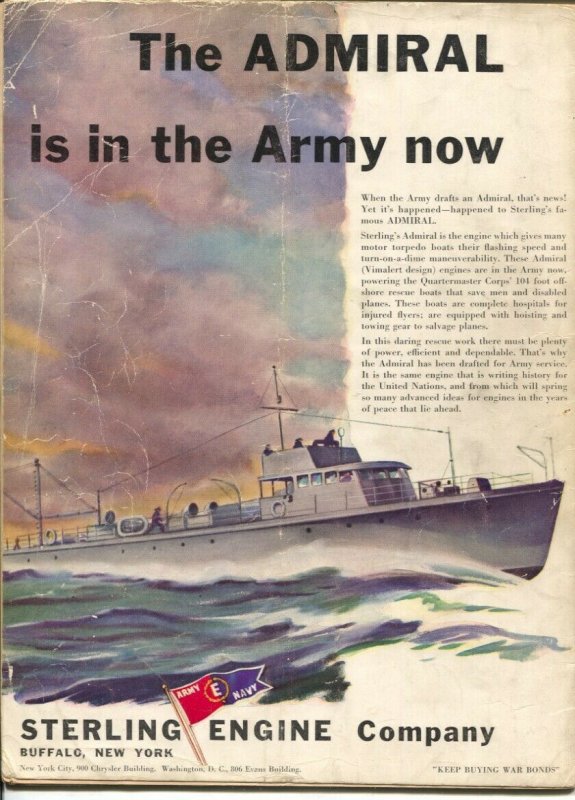 Sea Power 8/1943-McClelland Barclay cover art-war pix &info-rare-G/VG