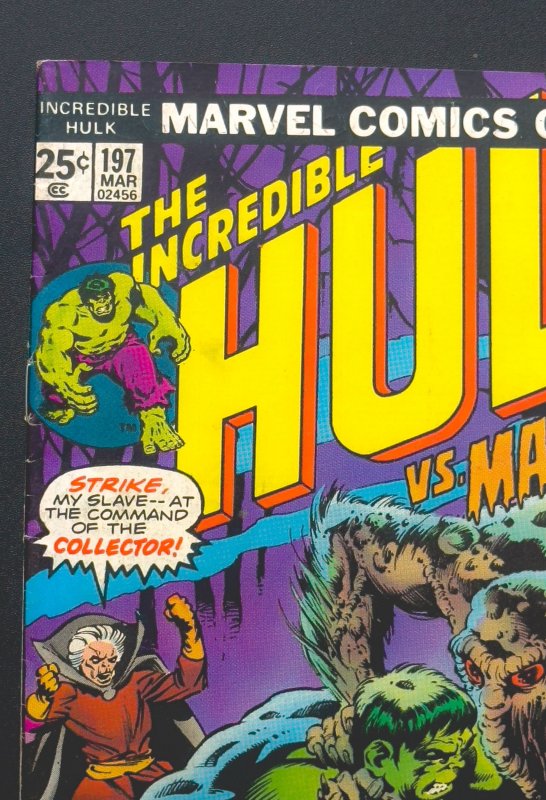 The Incredible Hulk #197(1976) [Key] Hulk vs. Man-Thing! B. Wrightson Cvr - VF