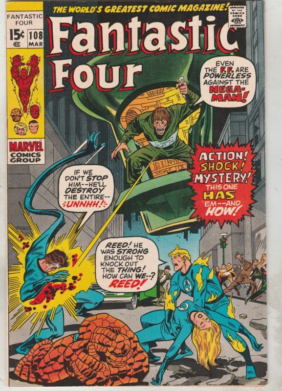 Fantastic Four #108 (1971) 1st Nega-Man Wow!( Annihilus cameo! VF/NM Boca CERT!