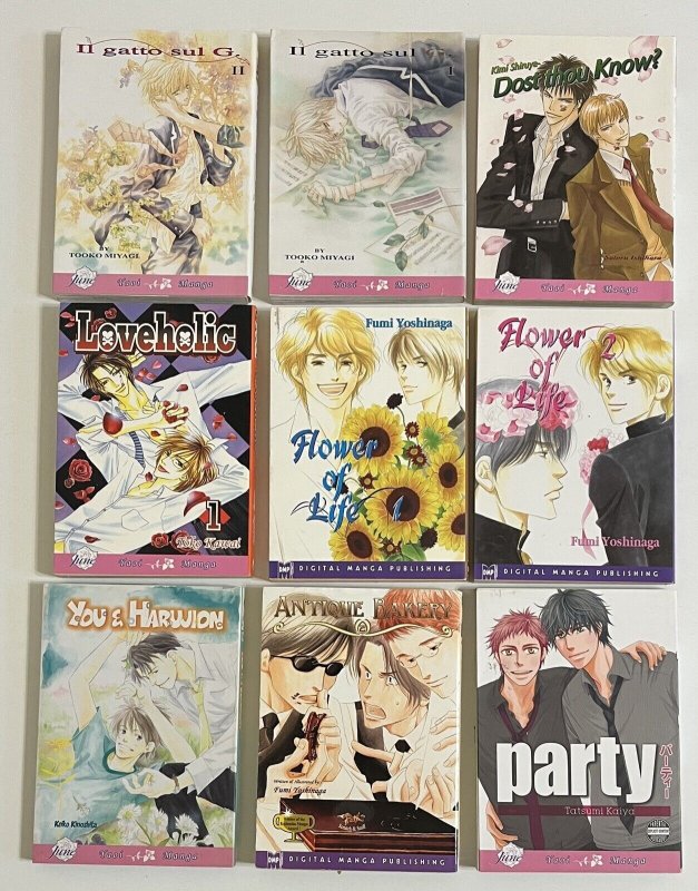  Lot 9 Yoai MANGA TPB Trade Paperbacks Loveholic FLOWER OF LIFE Antique Bakery + 