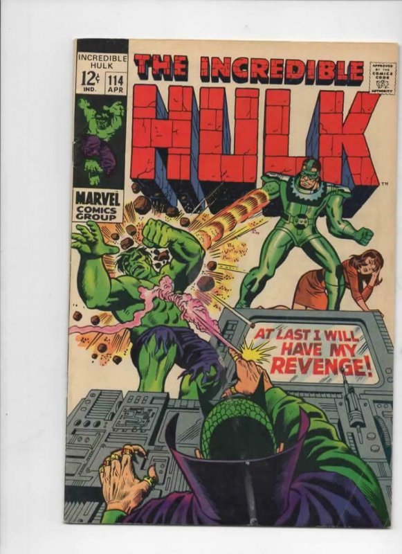 HULK #114, FN, Bruce Banner, Stan Lee, Herb Thrimpe, 1968, Incredible