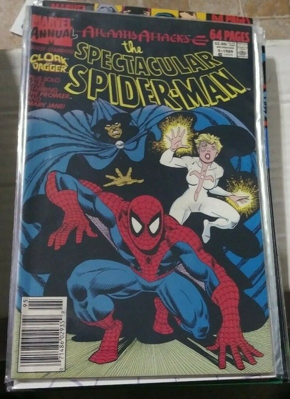 SPECTACULAR  SPIDER-MAN ANNUAL # 9  1989 MARVEL  ATLANTIS ATTACKS CLOAD DAGGER