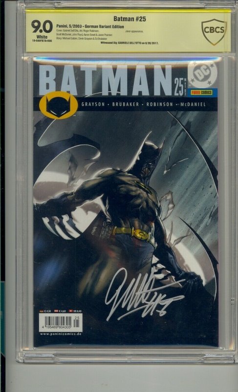 BATMAN #25 CBCS 9.0 SS SIGNED DELL'OTTO PANINI GERMAN VARIANT NOT CGC SUPER RARE