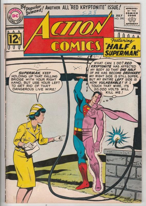 Action Comics #290 (Jul-62) FN/VF+ High-Grade Superman, Supergirl