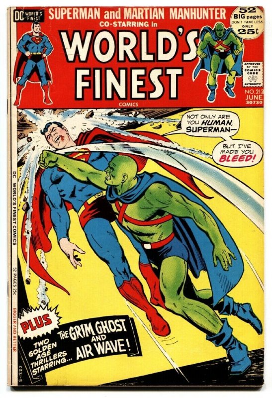 WORLDS FINEST #212 comic book - 1972 DC Martian Manhunter Superman