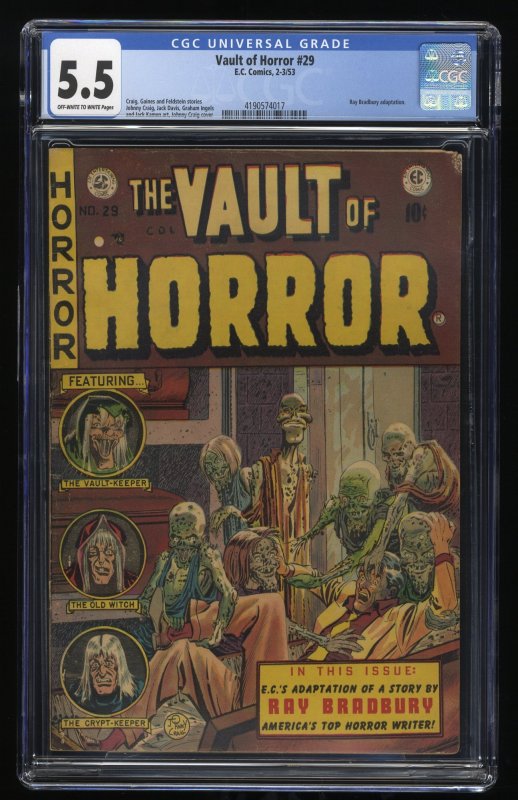 Vault of Horror #29 CGC FN- 5.5 The Mausoleum! Johnny Craig Cover Art!