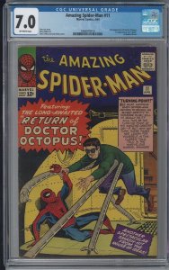 AMAZING SPIDER-MAN 11 CGC 7.0 FN/VF 1964 2ND DOCTOR OCTOPUS Kirby Ditko