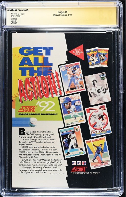 Cage #1 Signed By Mike Colter (4/92) Graded CGC x JSA 9.8