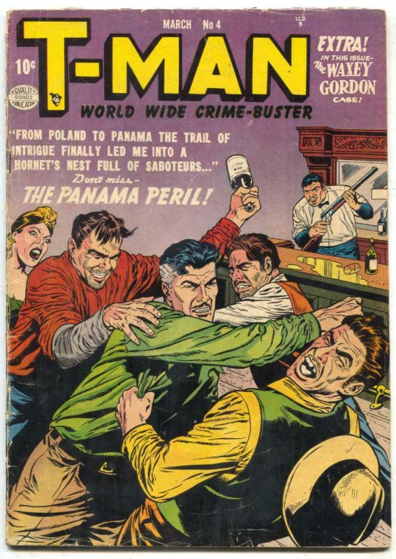 T-Man #4 1952- Golden Age comics- Barroom brawl cover 