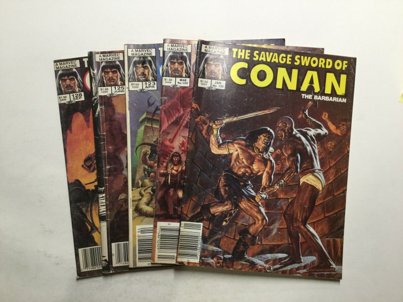 Savage Sword Of Conan 120 122 123 125 128 Very Good Vg 4.0 Marvel