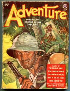 Adventure Pulp July 1949- Blow Dart cover- Brazilian Jungle VG