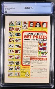 AVENGERS #112 CGC 9.2 1ST MANTIS BLACK WIDOW DON HECK