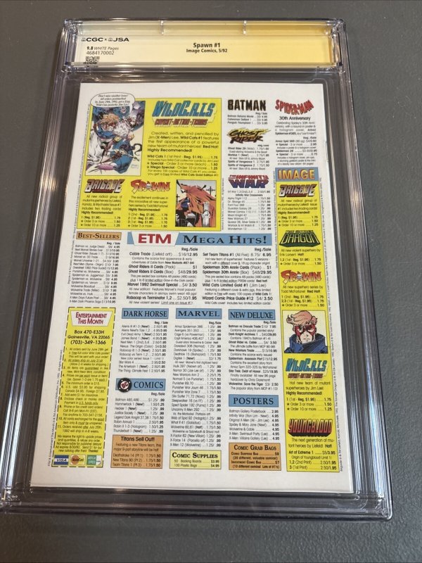 Spawn (1992) # 1 (CGC 9.8 SS) Signed & Sketch Ken Stacy • Signed Todd McFarlane