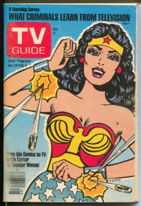 TV Guide 1/27/1977-Wonder Woman cover-Lynda Carter photo-key issue-VG/FN