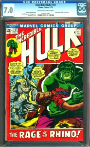 Incredible Hulk #157 CGC Graded 7.0