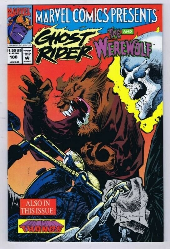 Marvel Comics Presents #108 ORIGINAL Vintage 1992 Ghost Rider Werewolf Thanos