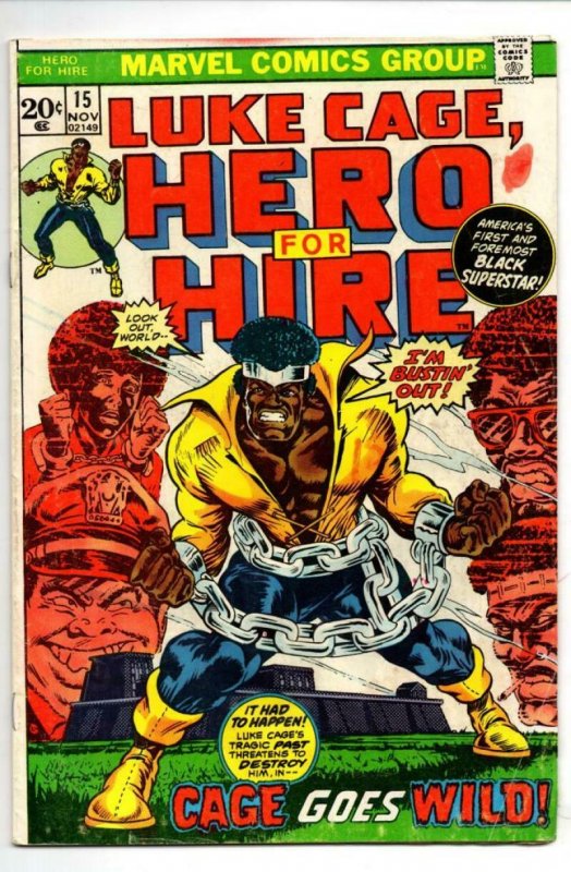 Luke Cage POWER MAN #15, VG+, 1973, Kung-Fu, Hero for Hire, more in store