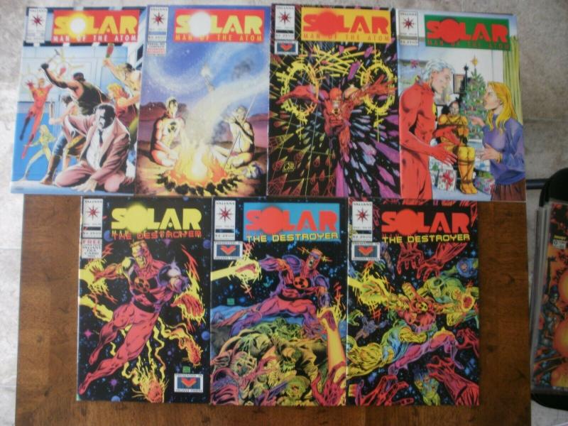 7 Valiant SOLAR MAN OF THE ATOM Comic Book: #26 #27 #29 #31 #33 w/ card #34 #35