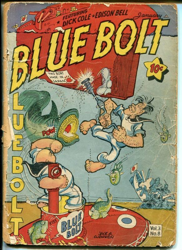 Blue Bolt Vol 3 #8 1943-Phantom Sub-Sgt Spook-Dick Cole-Sub-Zero-PR/FR