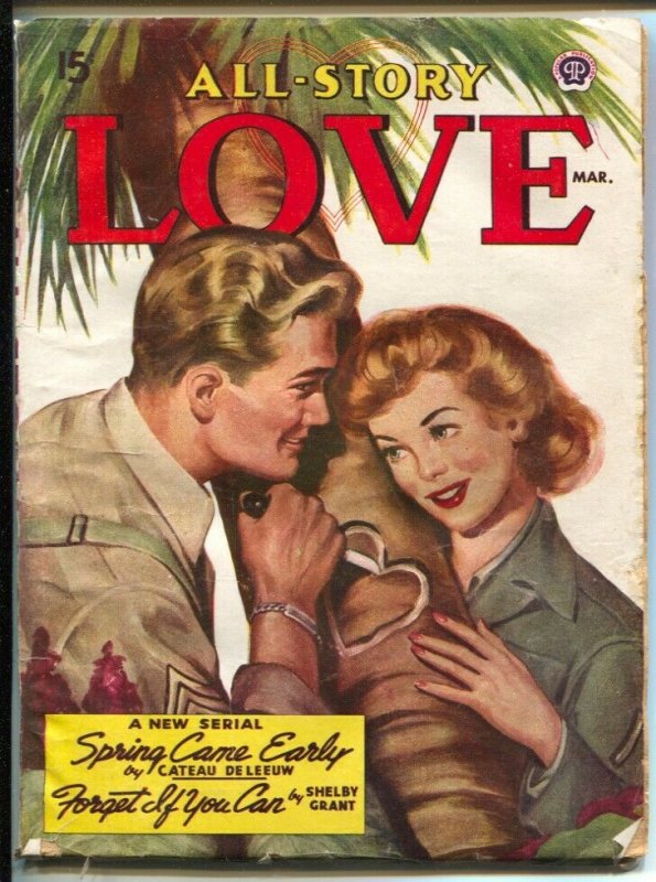 All-Story Love 3/1945-pin-up girl cover-female pulp fiction authors-WWII era ...