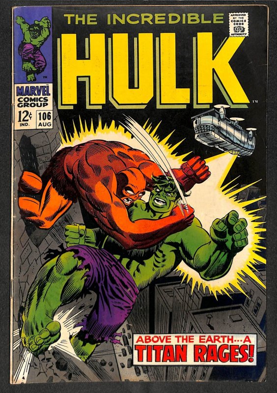 Incredible Hulk (1968) #106 VG+ 4.5 2nd Missing Link! Marvel Comics