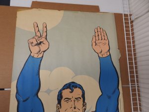 Lifesize Superman Poster (1971) large tears and tape present on poster