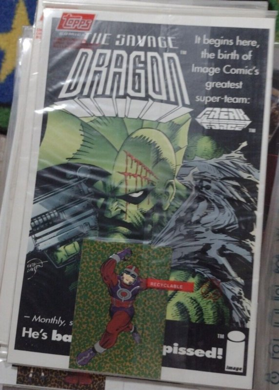 BOMBAST   # 1  1993 TOPPS COMICS  POLYBAGGED JACK KIRBY  W/ CARDS SAVAGE DRAGON