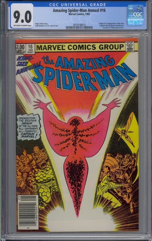 AMAZING SPIDER-MAN ANNUAL #16 CGC 9.0 1ST MONICA RAMBEAU NEWSSTAND  71486029212