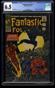 Fantastic Four #52 CGC FN+ 6.5 Off White to White 1st Black Panther!