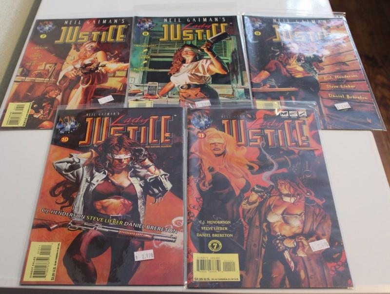 LOT OF 5 ~ Neil Gaiman's LADY JUSTICE #7, 8, 9, 10, 11 F/VF(SIC608)