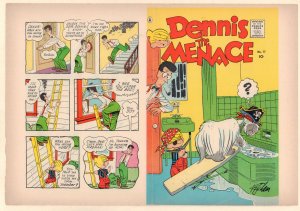 Dennis the Menace #17 Unused Comic Book Cover - Ruff in a Bath (Grade 7.5) 1956