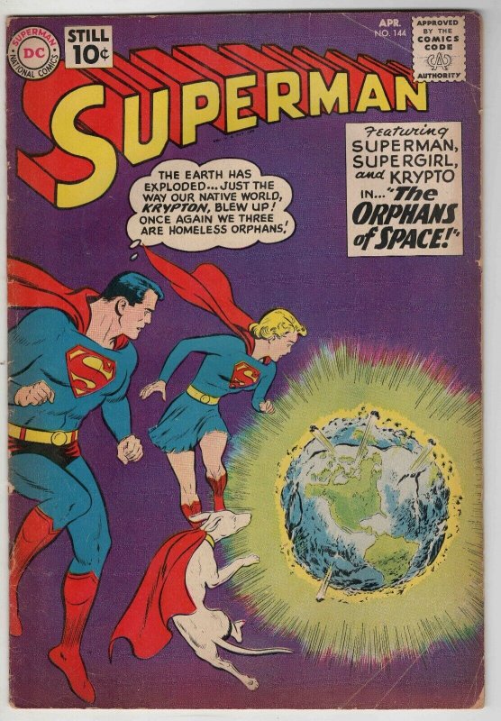 Superman #144 VINTAGE 1961 DC Comics Supergirl Krypto