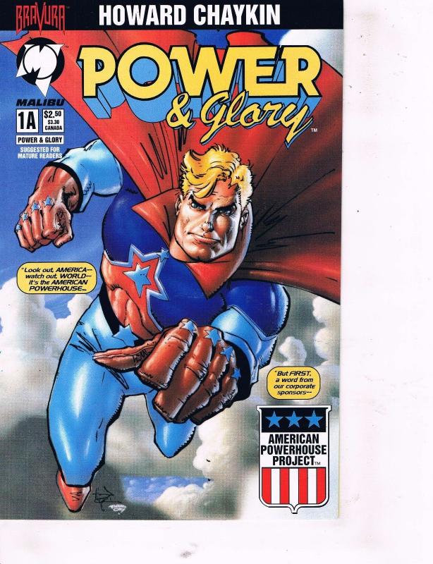 6 Power & Glory Bravura Malibu Comic Books #1 (A&B) + # 1 LTD Edition 2 3 4 TW28